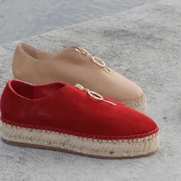 Red Suede Jute Wrap Platform Espadrille Sneaker - Picture 8 of 8